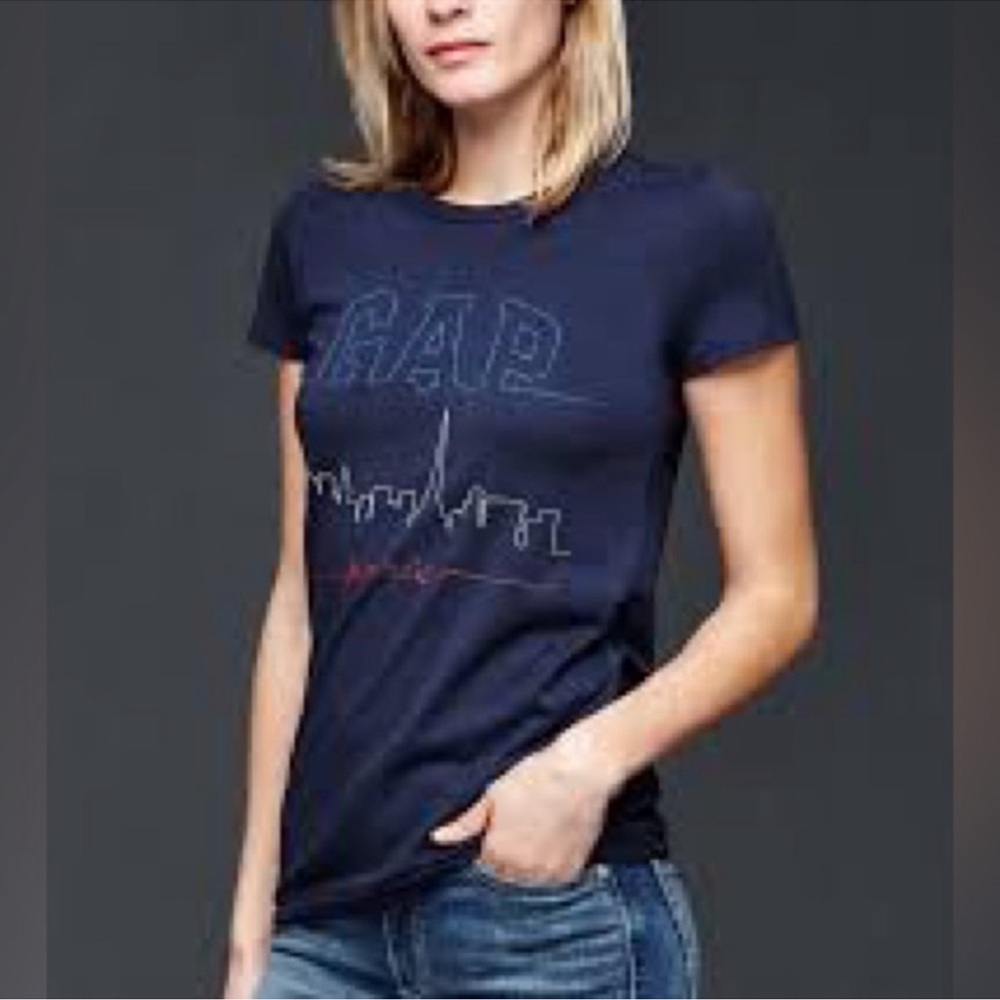 GAP Paris Skyline Embroidered Graphic Tee NWT